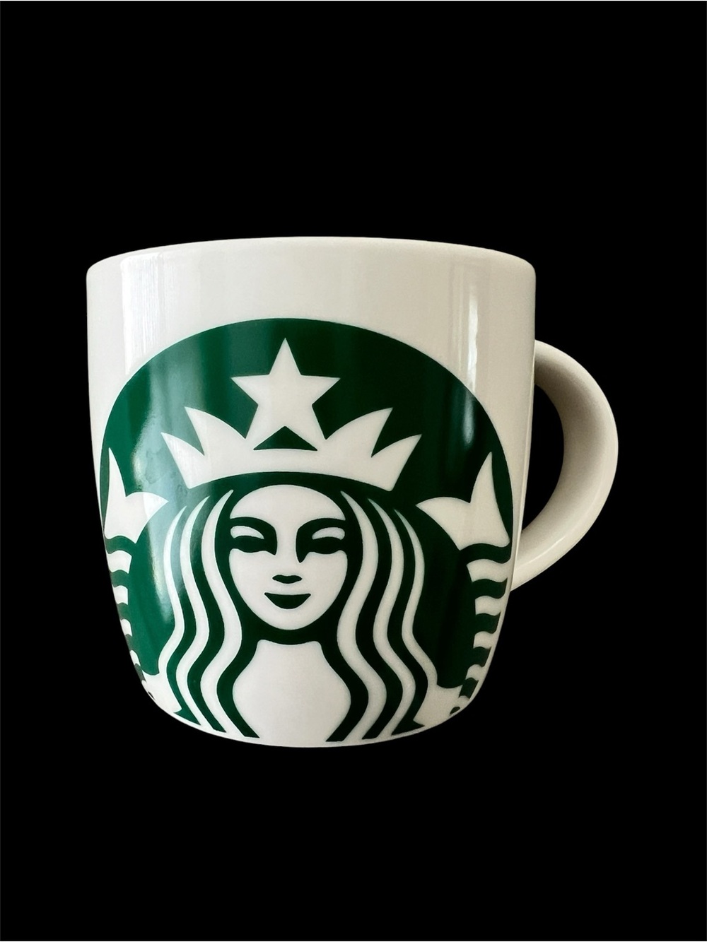Starbucks White Ceramic Mug with Green Siren Mermaid Logo 14oz